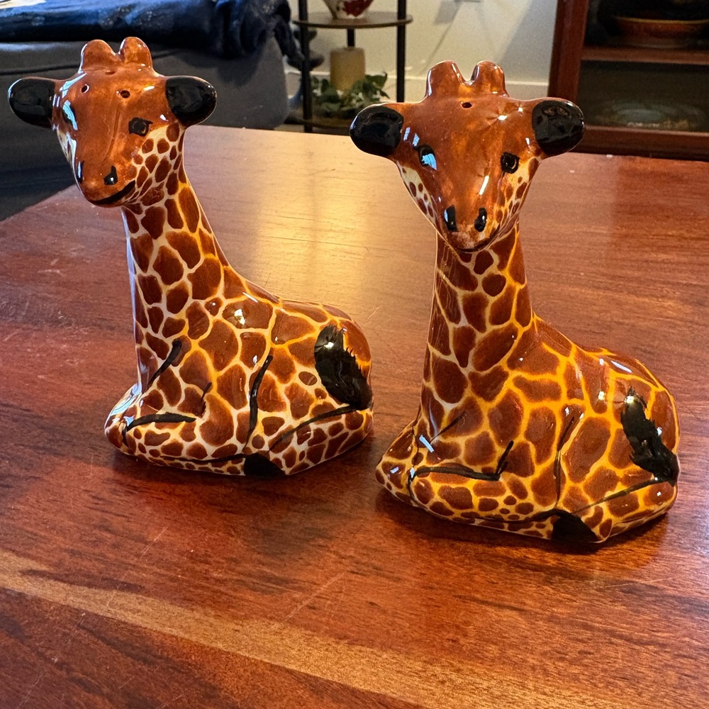 Ceramic Giraffe Salt & Pepper Shakers Hand Painted in Zimbabwe by Nivek Africa